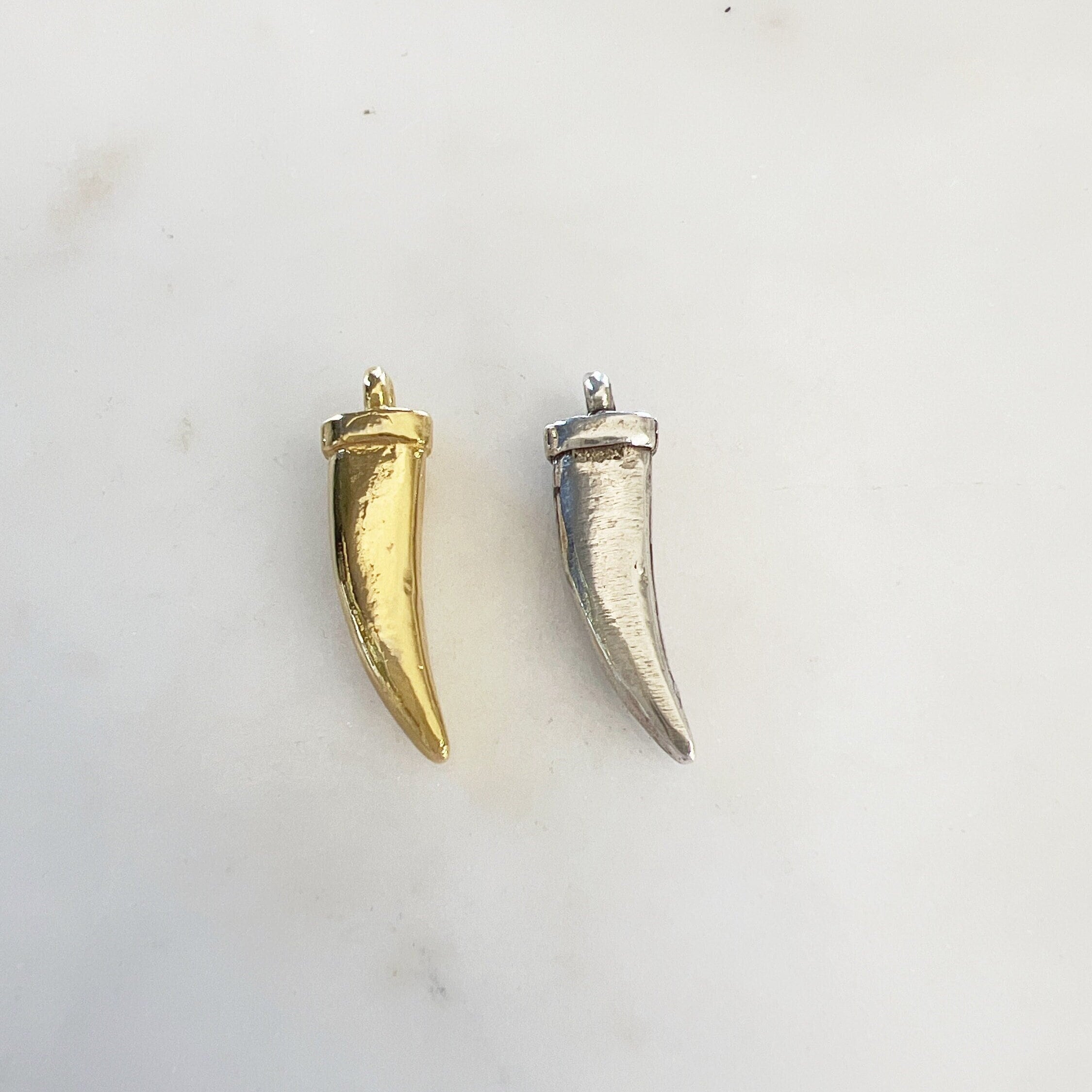 25mmx7mm Sterling Silver or Vermeil Thick Smooth Curved Horn Point Dagger