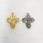 Sterling Silver or Vermeil or Large 4-Way Scapular Medal Cross Charm Pendant