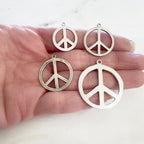 Sterling Silver Peace Sign Flat Small Medium Large Extra Large Size