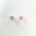 6mmx5mm Tiny Enamel CZ Heart Bead Baby Blue or Baby Pink Heart