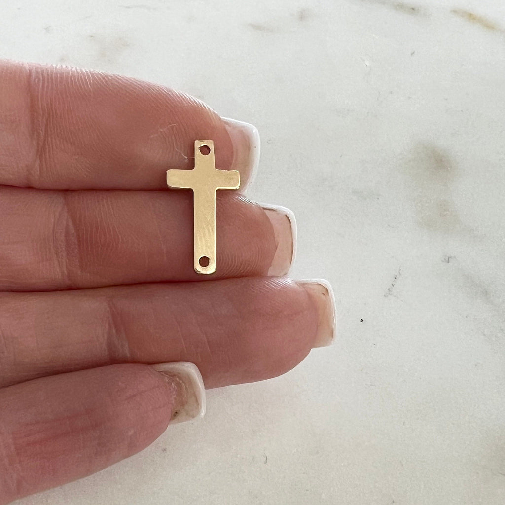 17mmx9.5mm 14K Gold Filled Horizontal Cross Connector 2 Hole Links Pendant