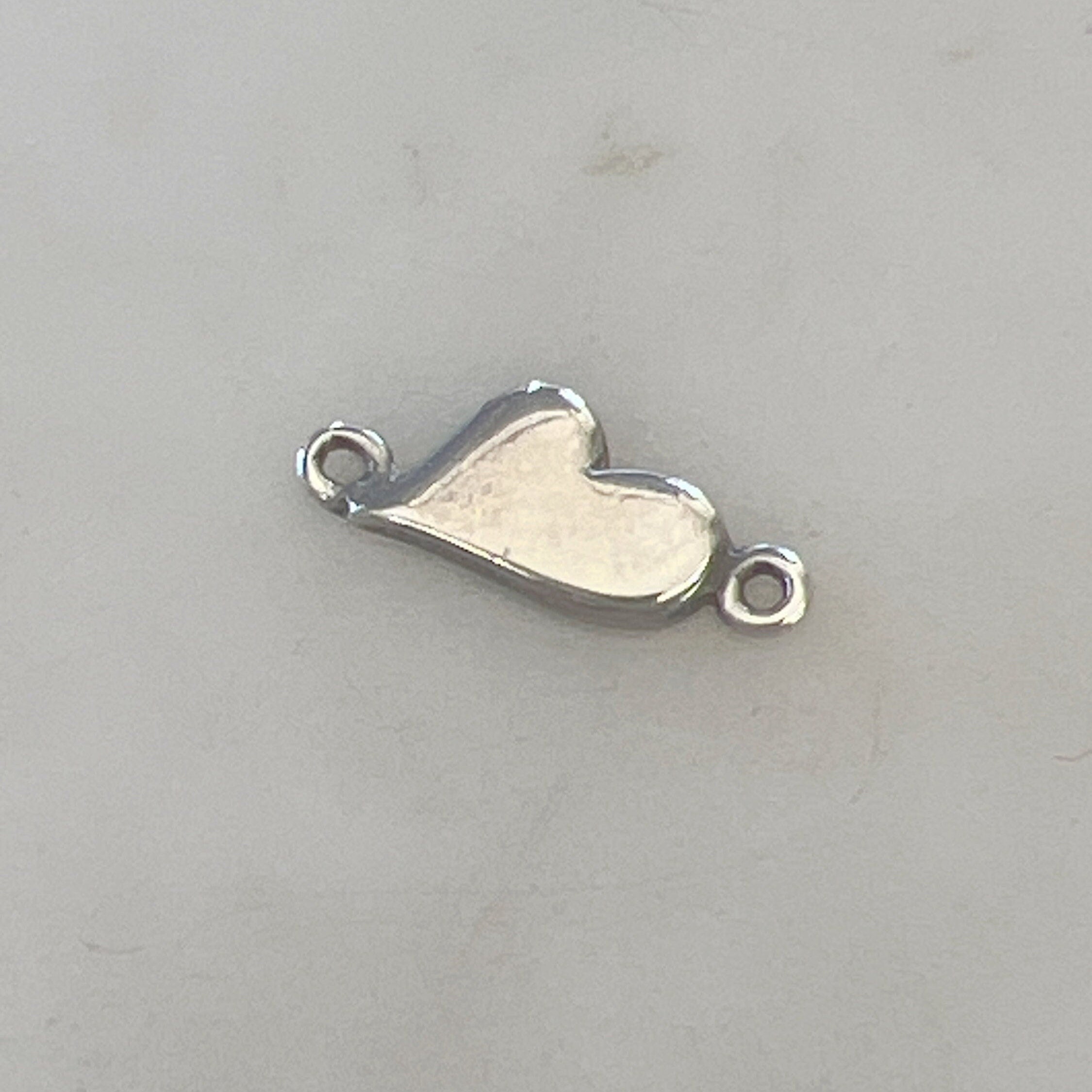 Sterling Silver Whimsical Heart Connector Charm in Dainty Heart Love