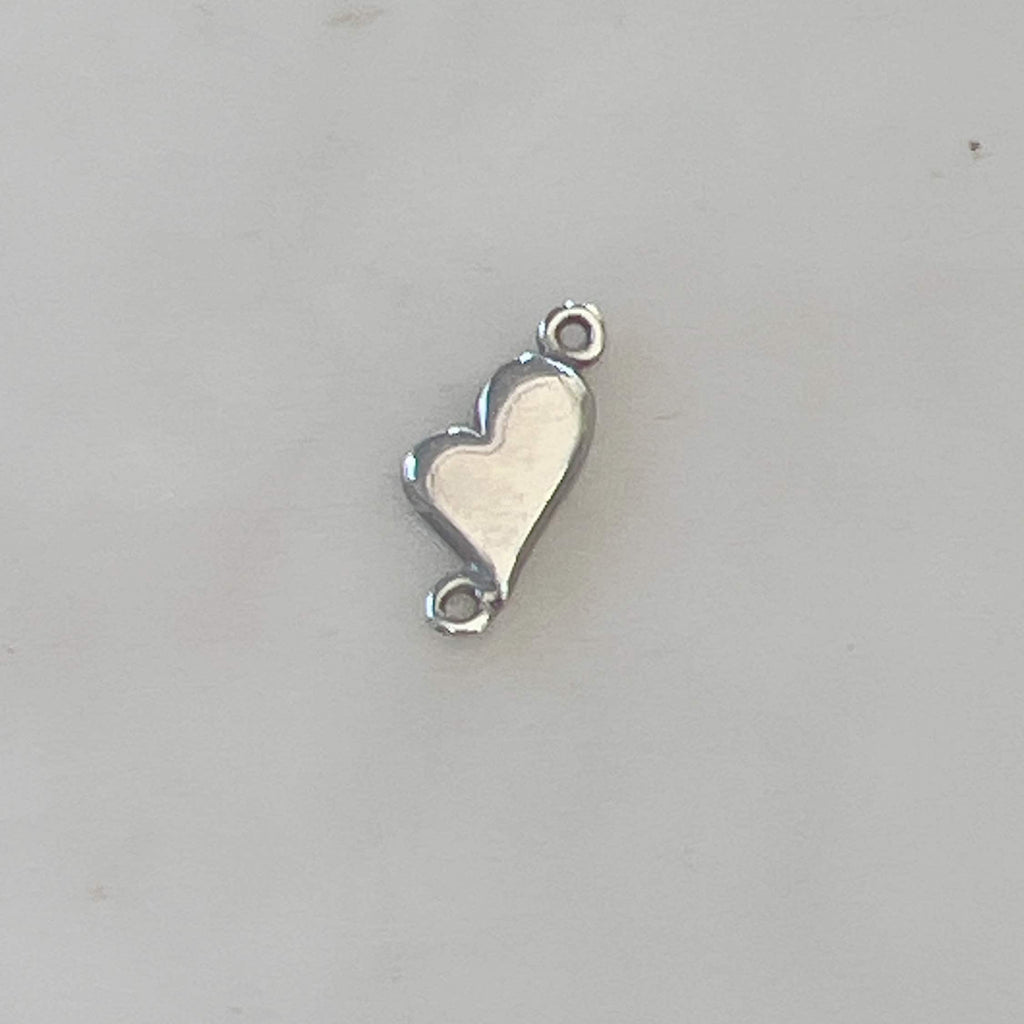 Sterling Silver Whimsical Heart Connector Charm in Dainty Heart Love