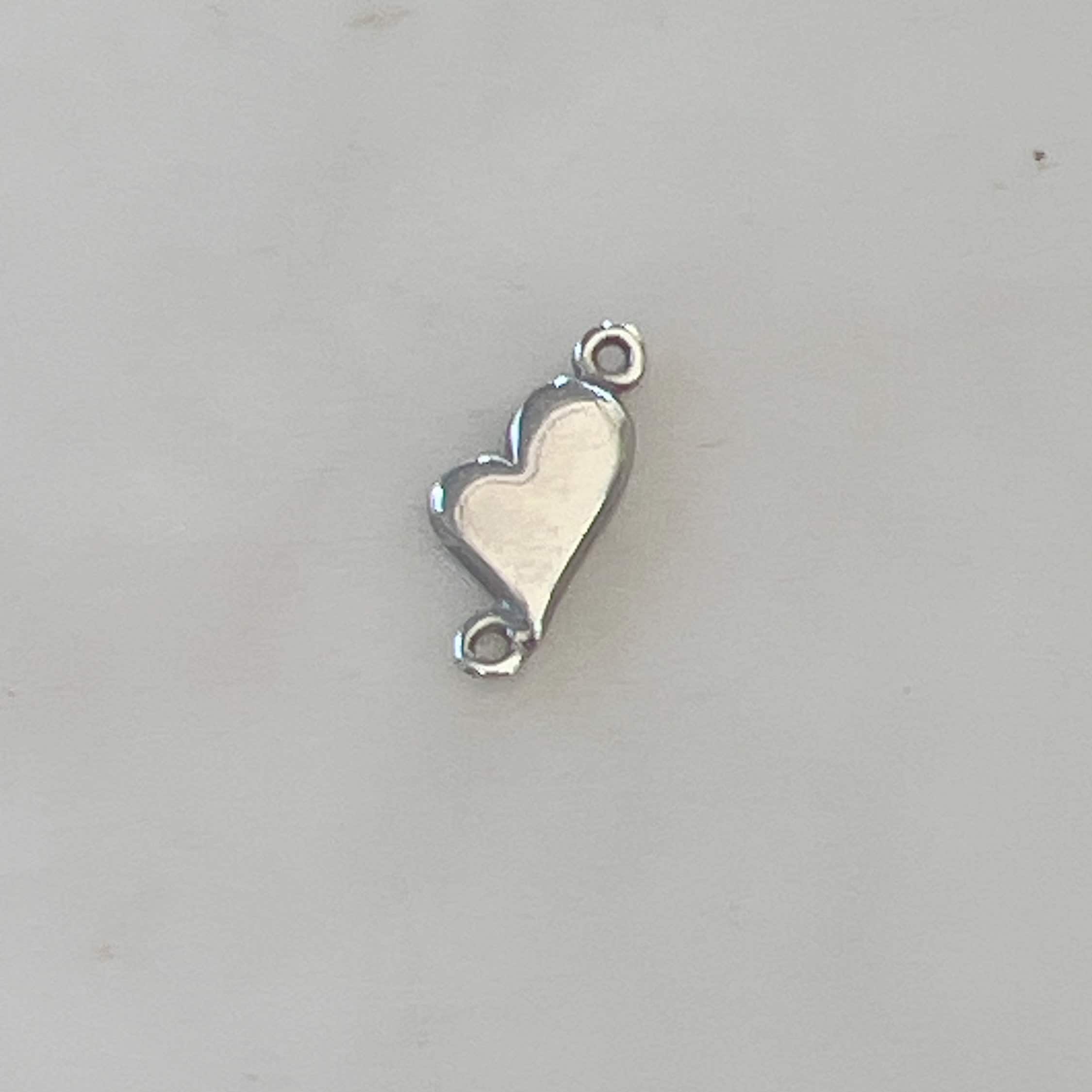 Sterling Silver Whimsical Heart Connector Charm in Dainty Heart Love