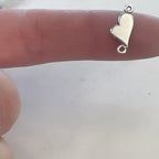 Sterling Silver Whimsical Heart Connector Charm in Dainty Heart Love