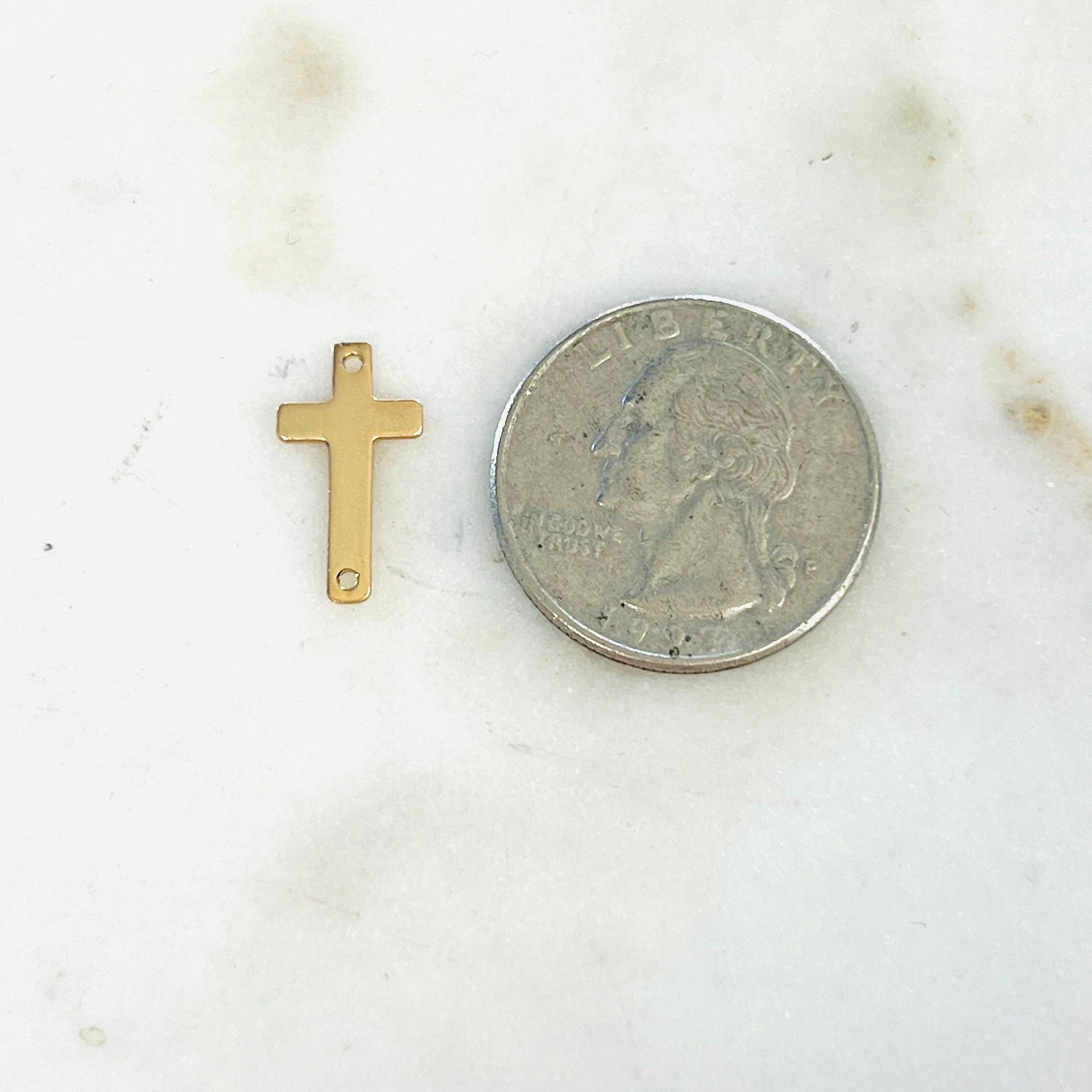 17mmx9.5mm 14K Gold Filled Horizontal Cross Connector 2 Hole Links Pendant