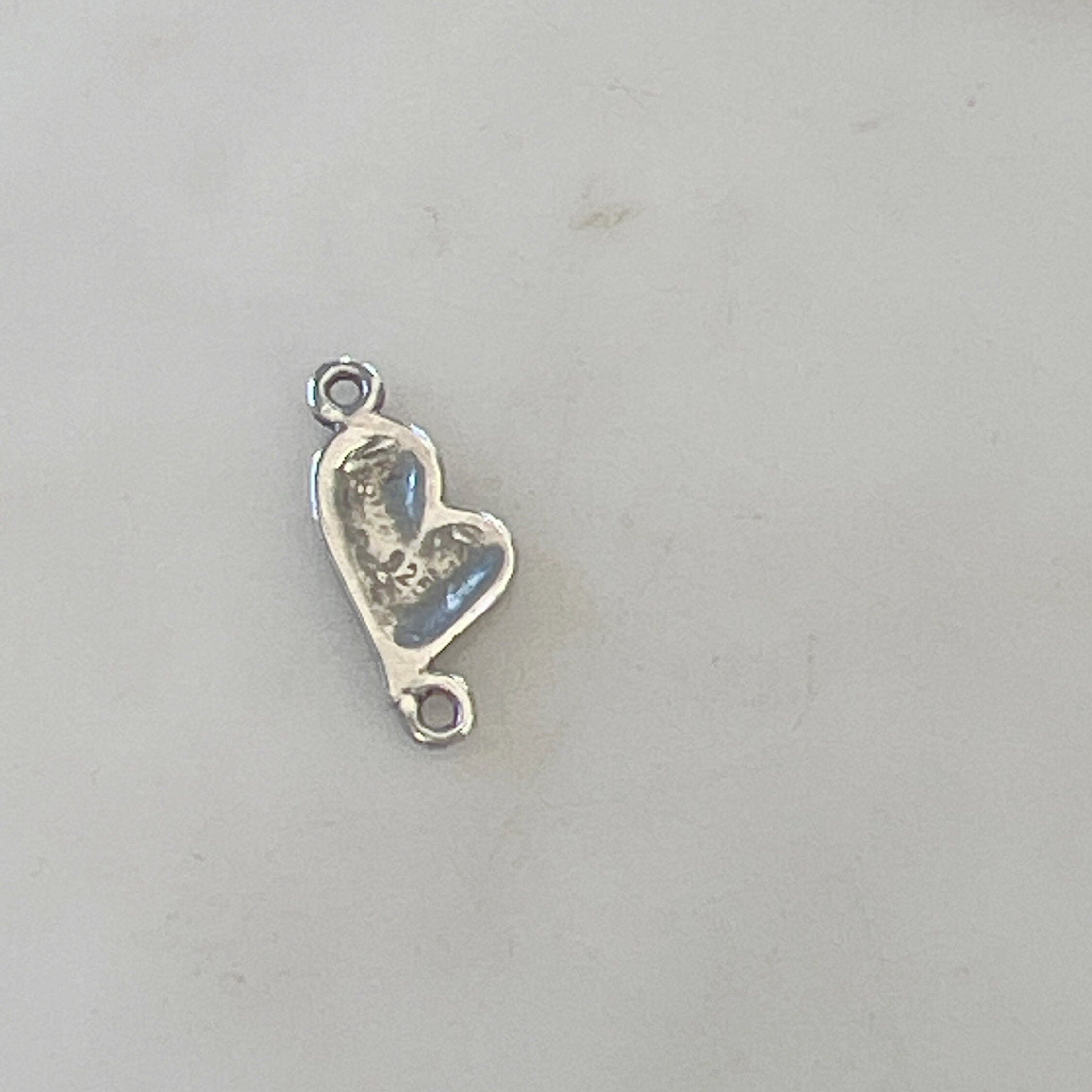 Sterling Silver Whimsical Heart Connector Charm in Dainty Heart Love