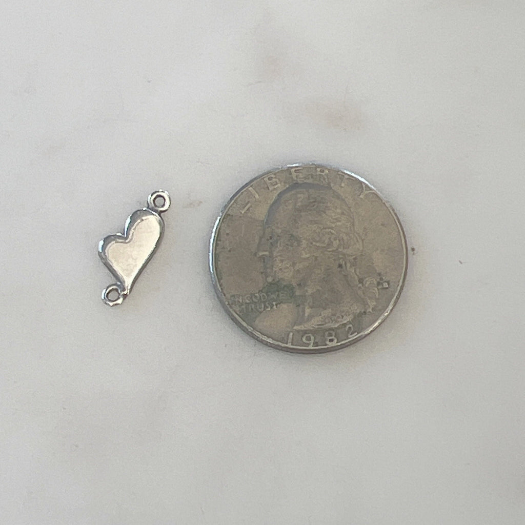 Sterling Silver Whimsical Heart Connector Charm in Dainty Heart Love