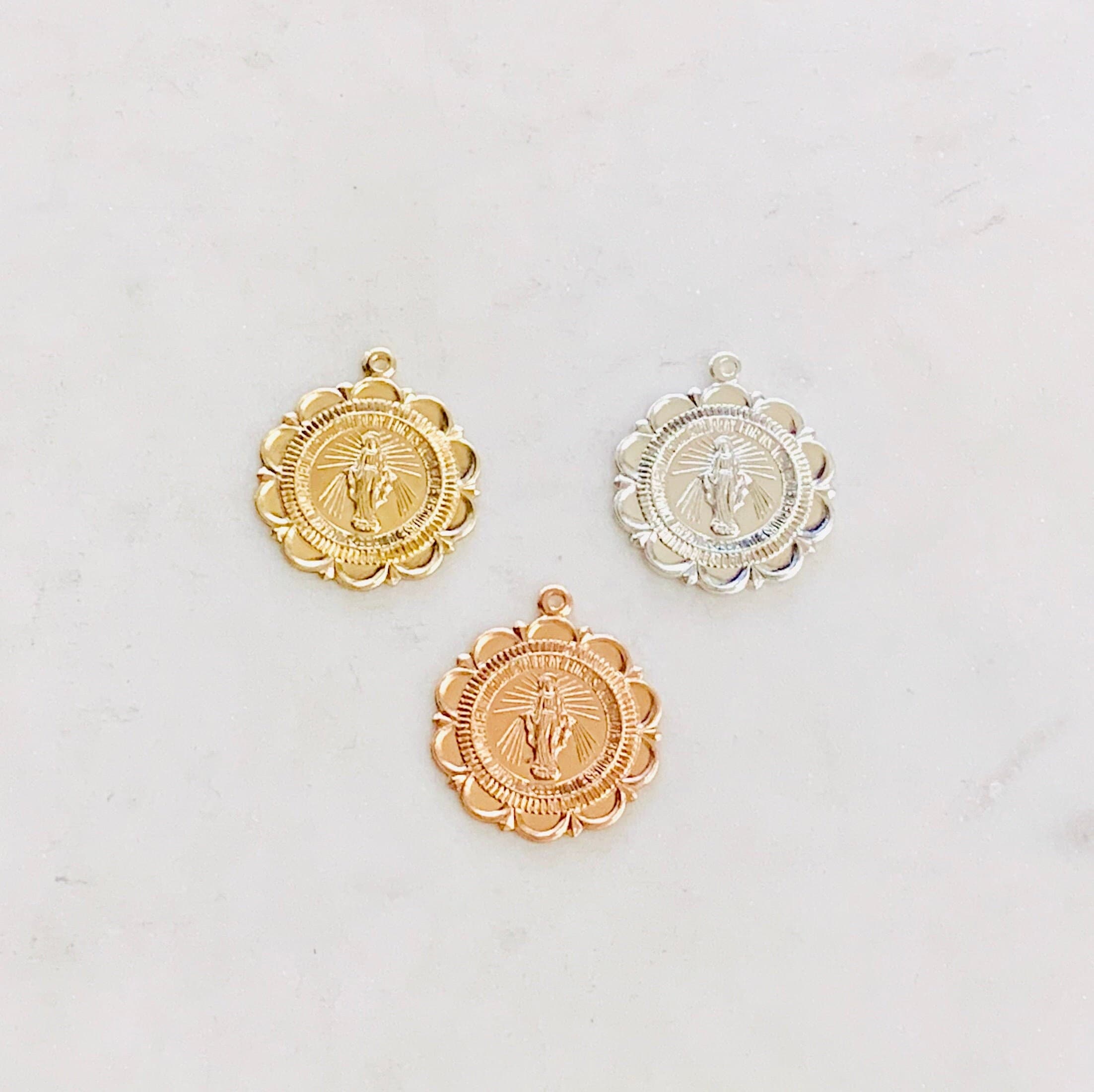 Sterling Silver or 14K Gold Filled Virgin Mother Mary Miraculous Medallion