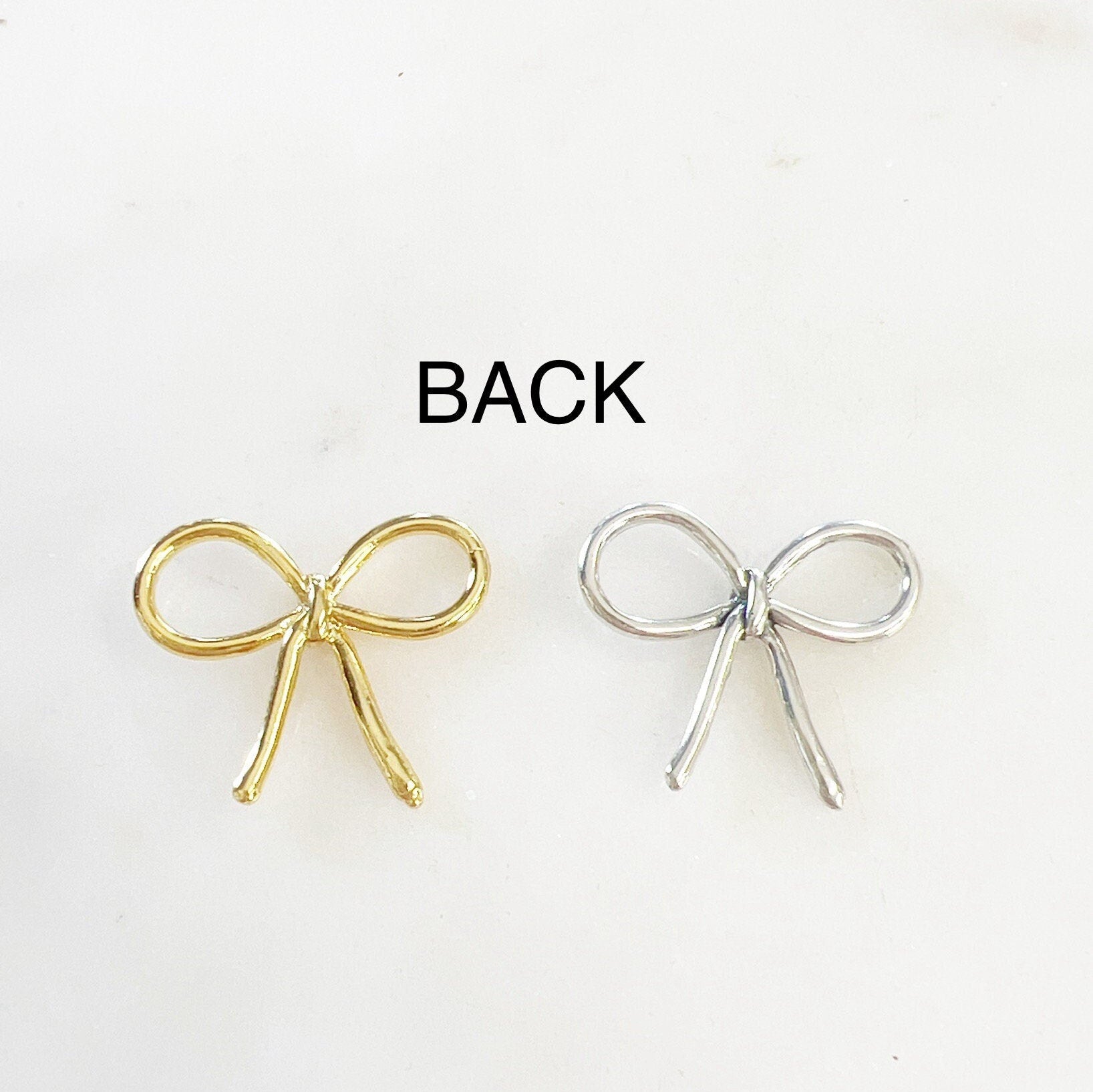 Sterling Silver or Vermeil Bow Ribbon Pendant Charm Connector Knot in or Bow