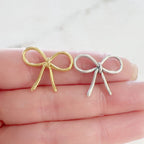 Sterling Silver or Vermeil Bow Ribbon Pendant Charm Connector Knot in or Bow