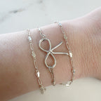 Sterling Silver or Vermeil Bow Ribbon Pendant Charm Connector Knot in or Bow