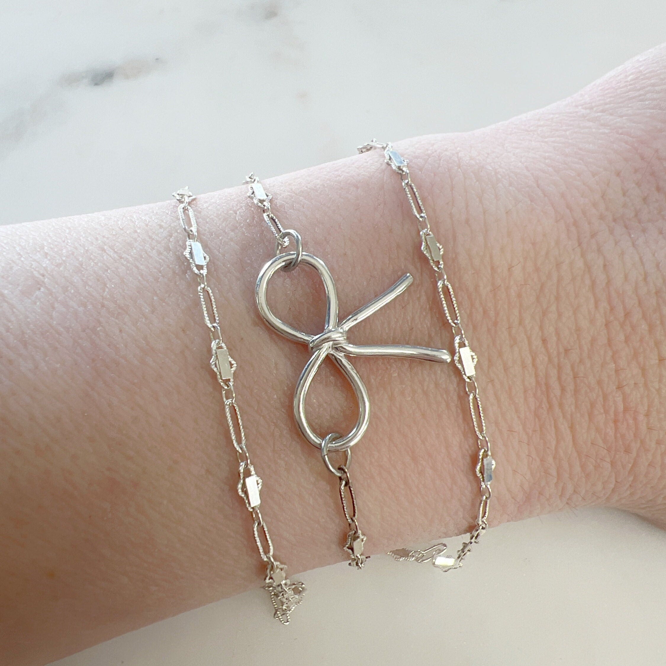 Sterling Silver or Vermeil Bow Ribbon Pendant Charm Connector Knot in or Bow