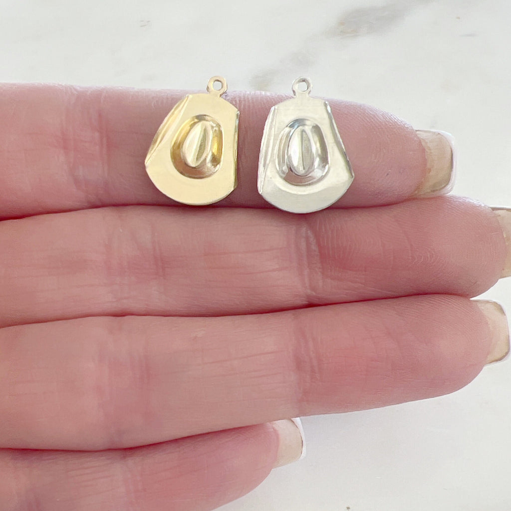 Sterling Silver or 14K Gold Filled Cowboy Hat Charm 14Kt or Small Lightweight