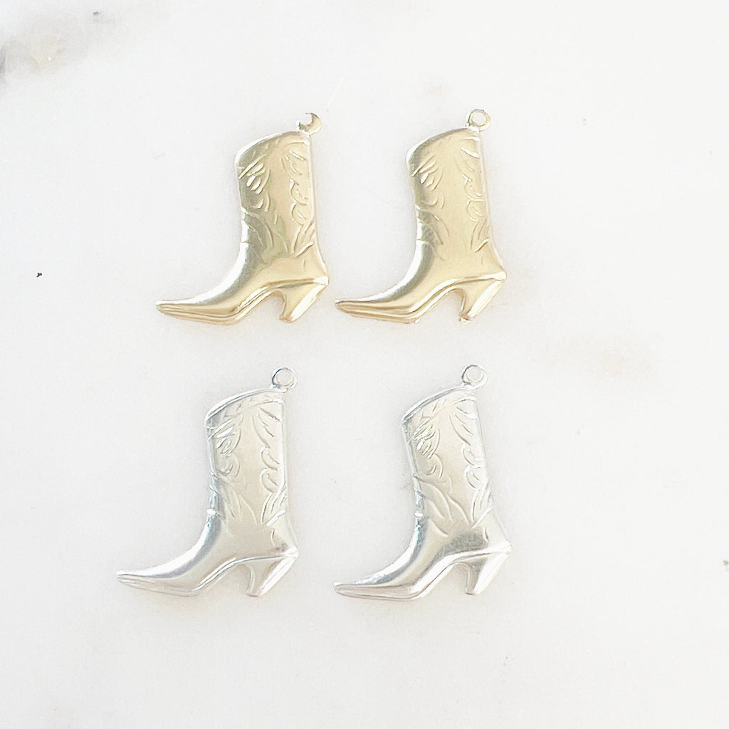 Sterling Silver or 14K Gold Filled Small Cowboy Boot Charm 14Kt (2pc)