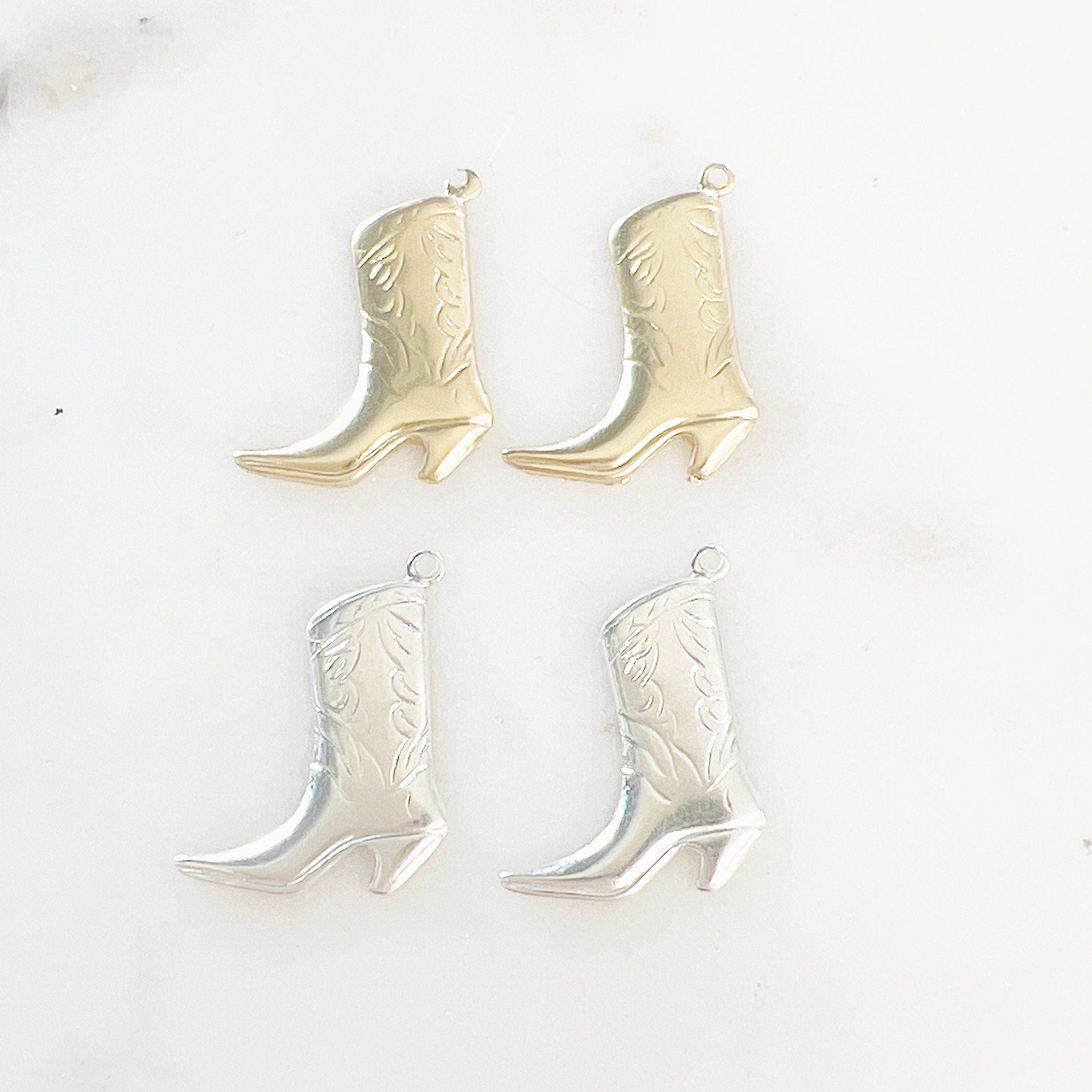 Sterling Silver or 14K Gold Filled Small Cowboy Boot Charm 14Kt (2pc)