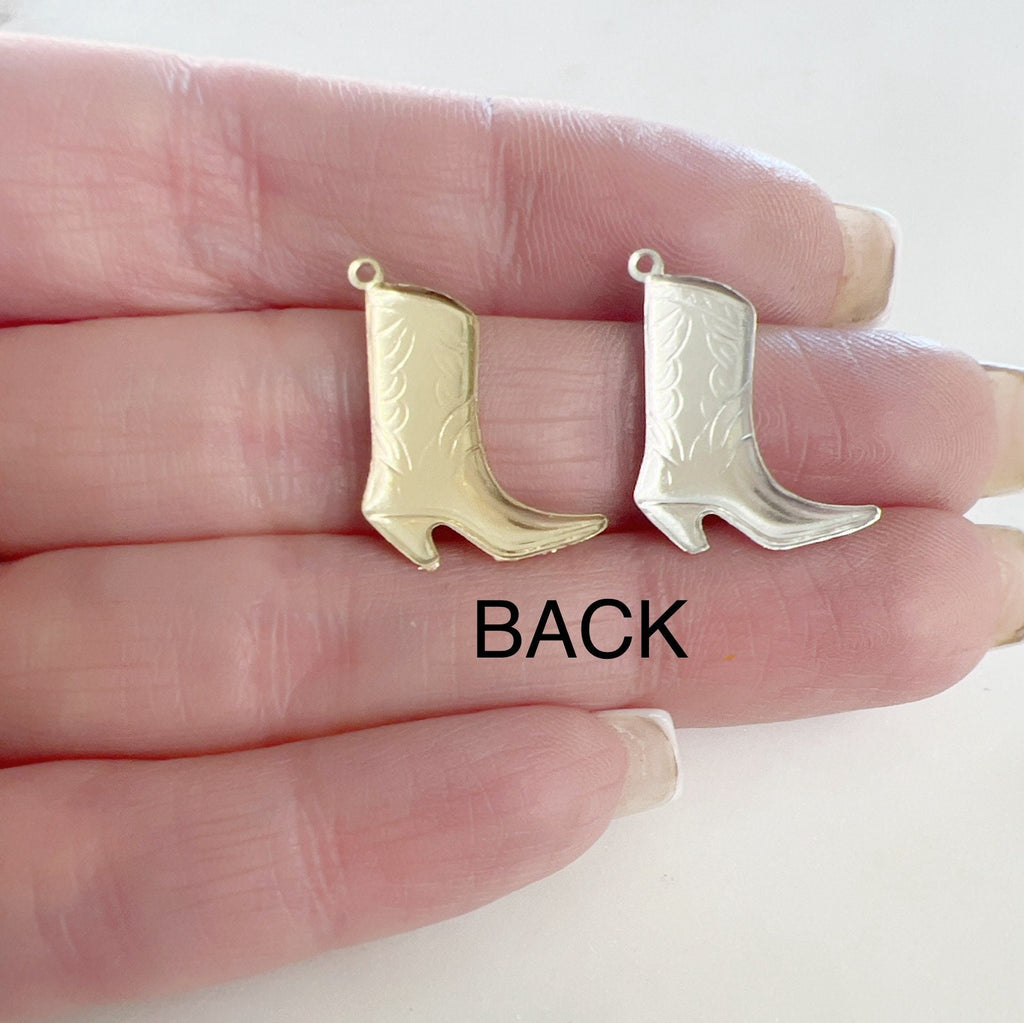 Sterling Silver or 14K Gold Filled Small Cowboy Boot Charm 14Kt (2pc)
