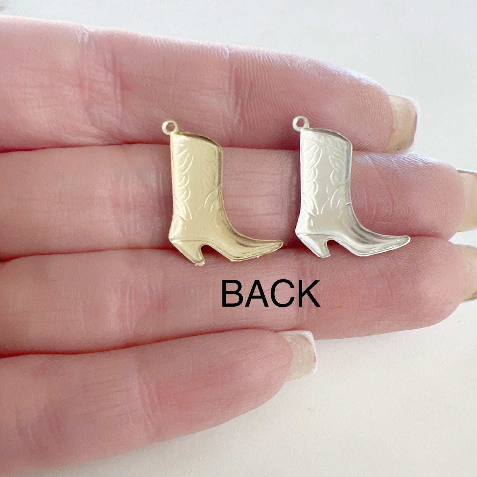 Sterling Silver or 14K Gold Filled Small Cowboy Boot Charm 14Kt (2pc)