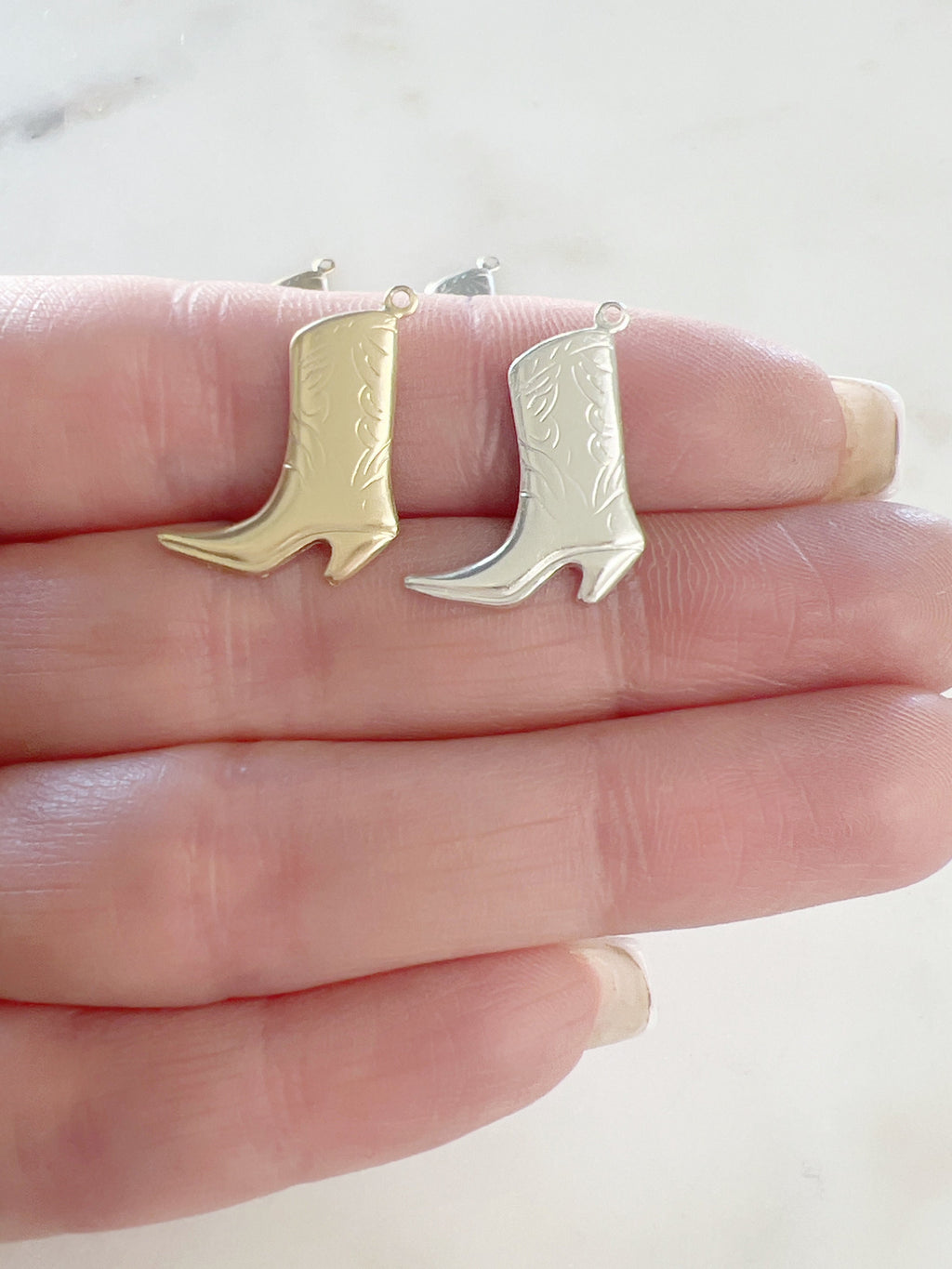 Sterling Silver or 14K Gold Filled Small Cowboy Boot Charm 14Kt (2pc)