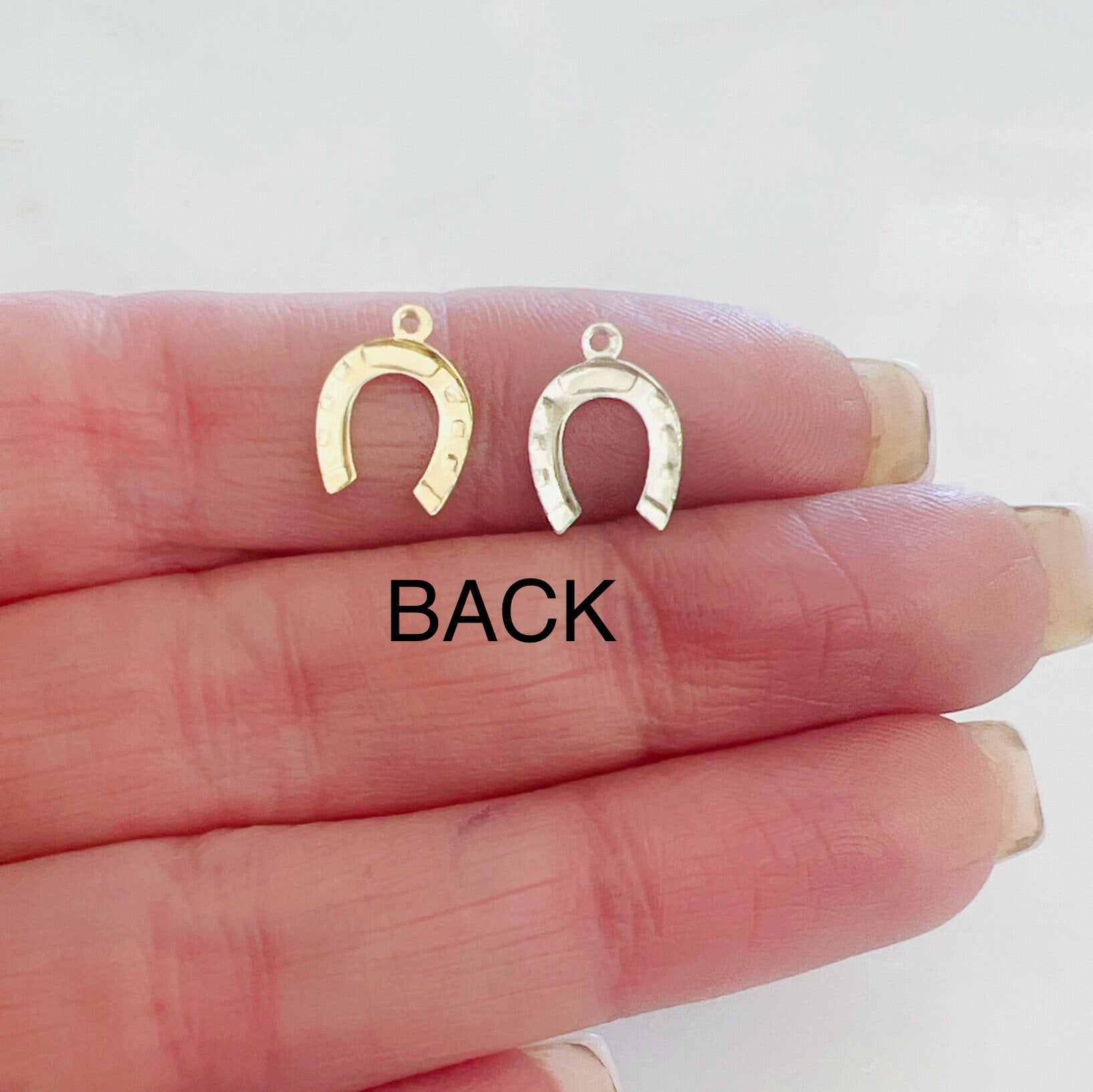 Sterling Silver or 14K Gold Filled Horseshoe Charm 14Kt or Small (2pc)