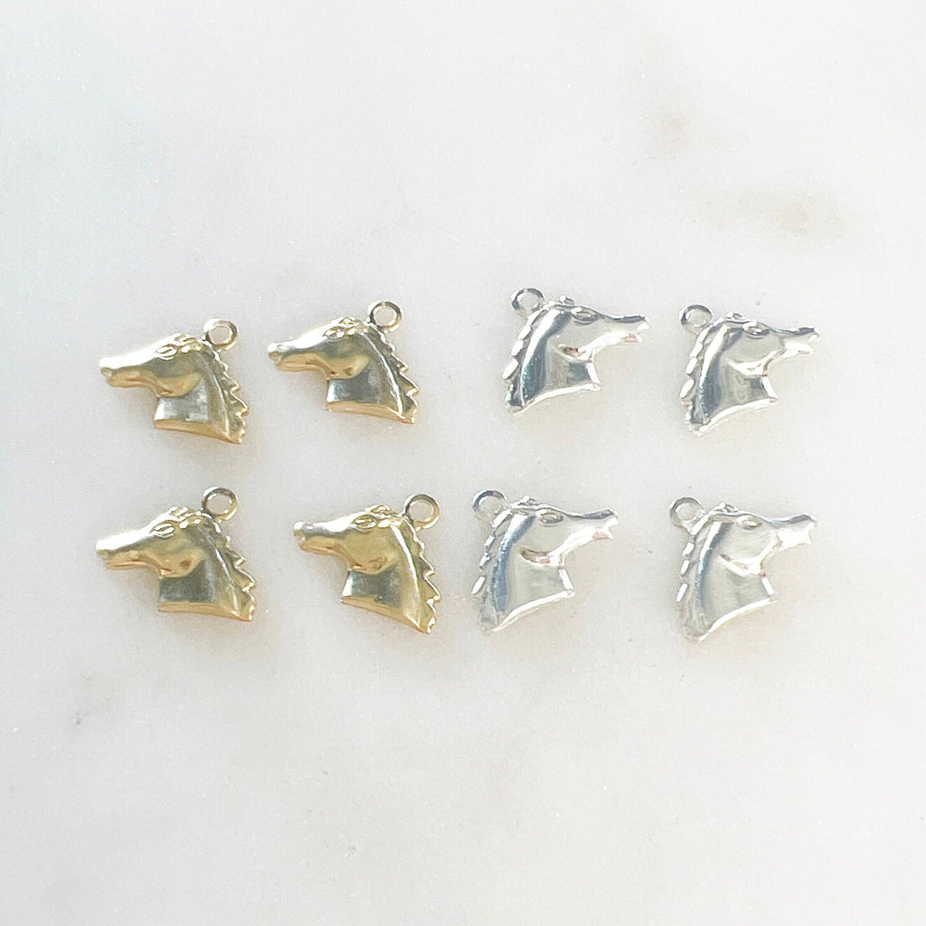 Sterling Silver or 14K Gold Filled SmallHorse Head Charm 14Kt (4pc)