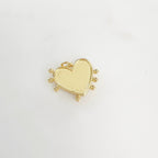Gold Plated Red Enamel Heart Dotted Beaded Edge Charm Valentine's