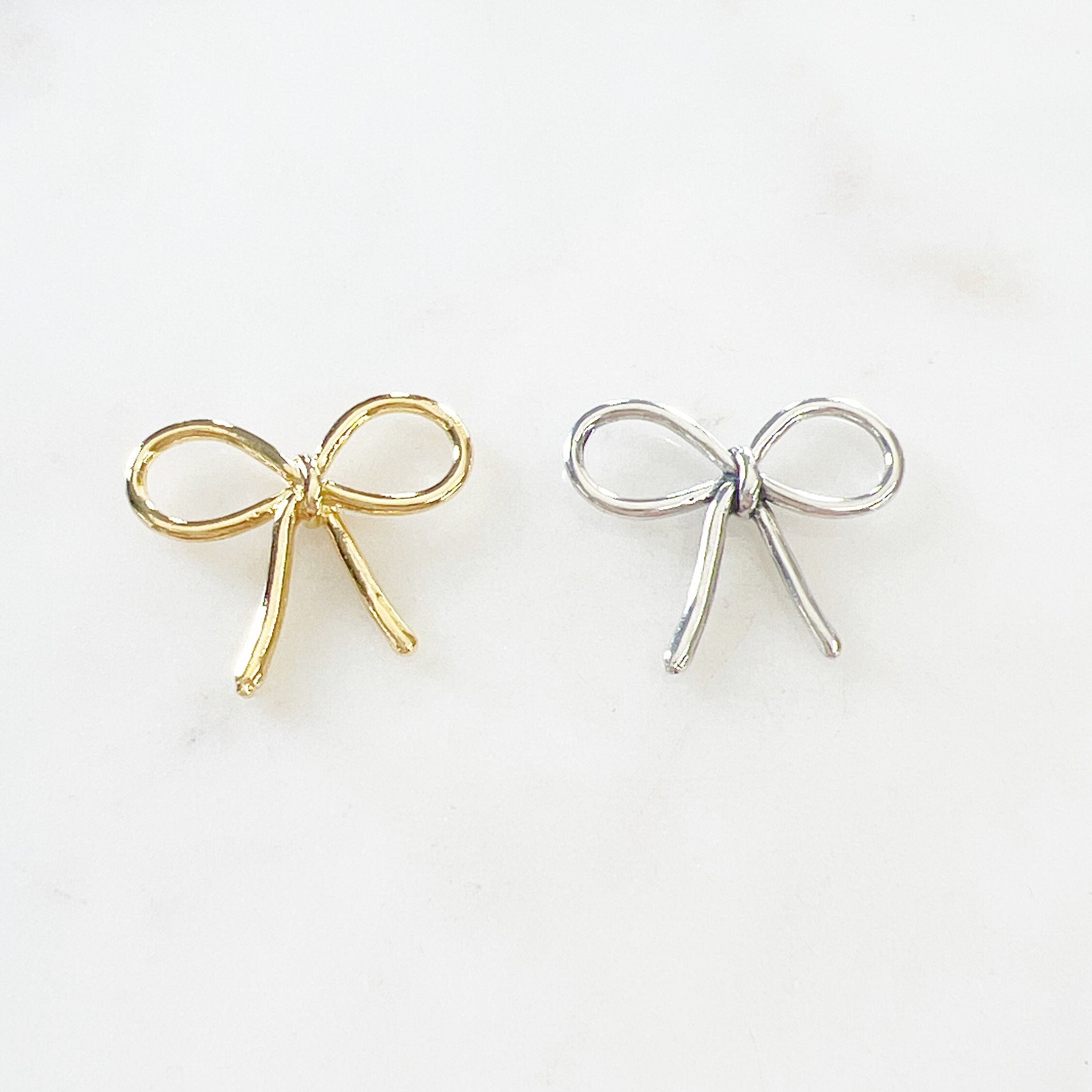 Sterling Silver or Vermeil Bow Ribbon Pendant Charm Connector Knot in or Bow