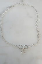 Sterling Silver or Vermeil Bow Ribbon Pendant Charm Connector Knot in or Bow