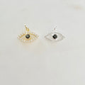 Sterling Silver or Gold Plated CZ Small Evil Eye Black Stone Eye or Necklace