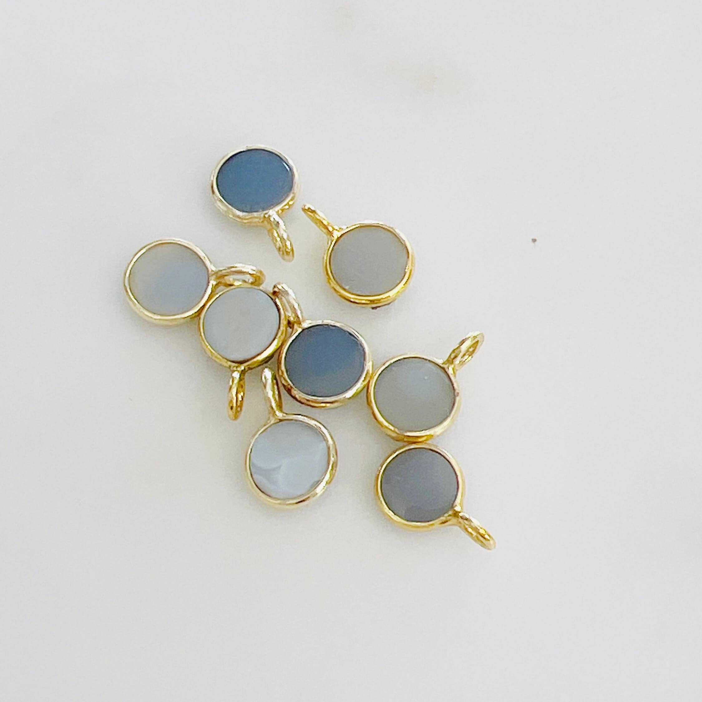 Sterling Silver or Vermeil Pretty Bezel Druzy Single Loop Pendant Charm 8mm