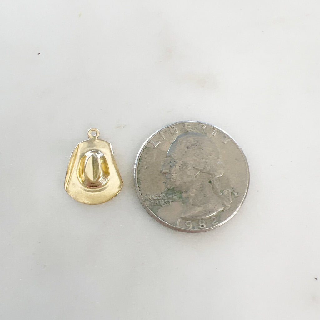 Sterling Silver or 14K Gold Filled Cowboy Hat Charm 14Kt or Small Lightweight