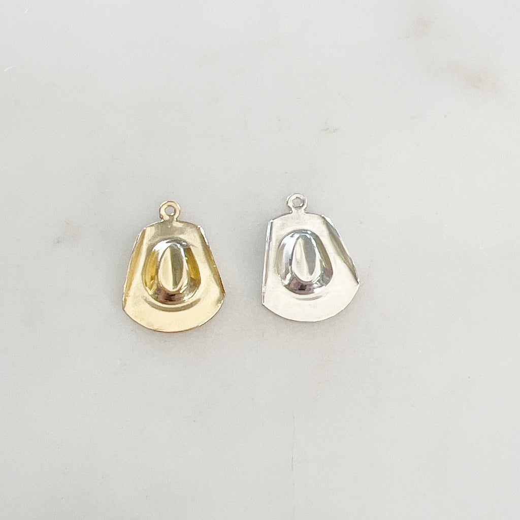 Sterling Silver or 14K Gold Filled Cowboy Hat Charm 14Kt or Small Lightweight