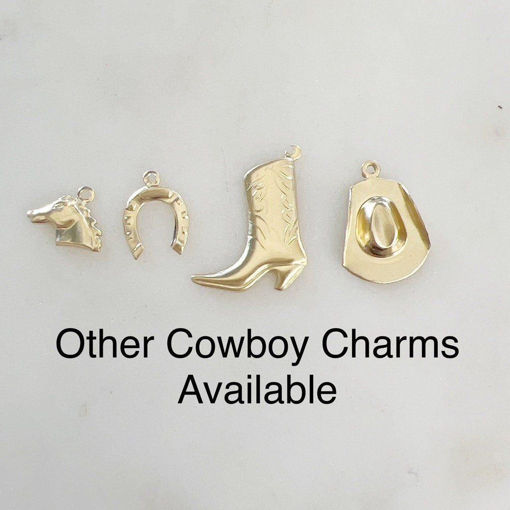 Sterling Silver or 14K Gold Filled Small Cowboy Boot Charm 14Kt (2pc)