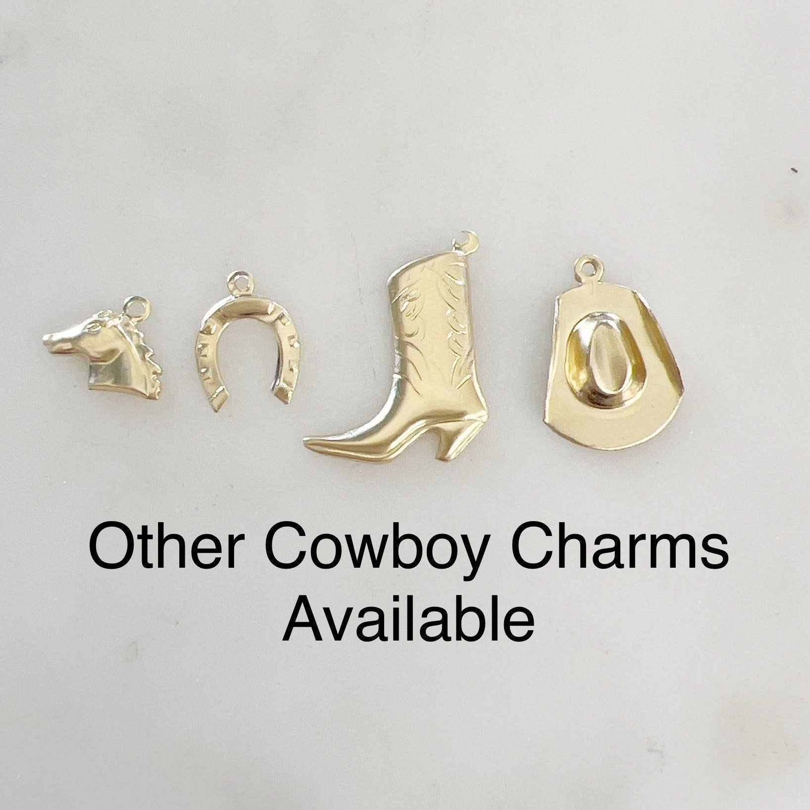 Sterling Silver or 14K Gold Filled Small Cowboy Boot Charm 14Kt (2pc)