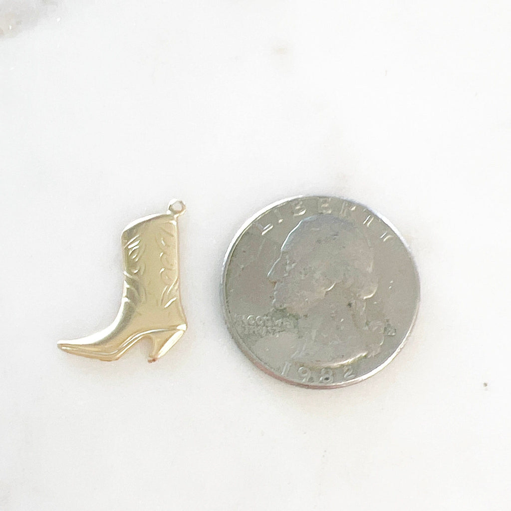 Sterling Silver or 14K Gold Filled Small Cowboy Boot Charm 14Kt (2pc)