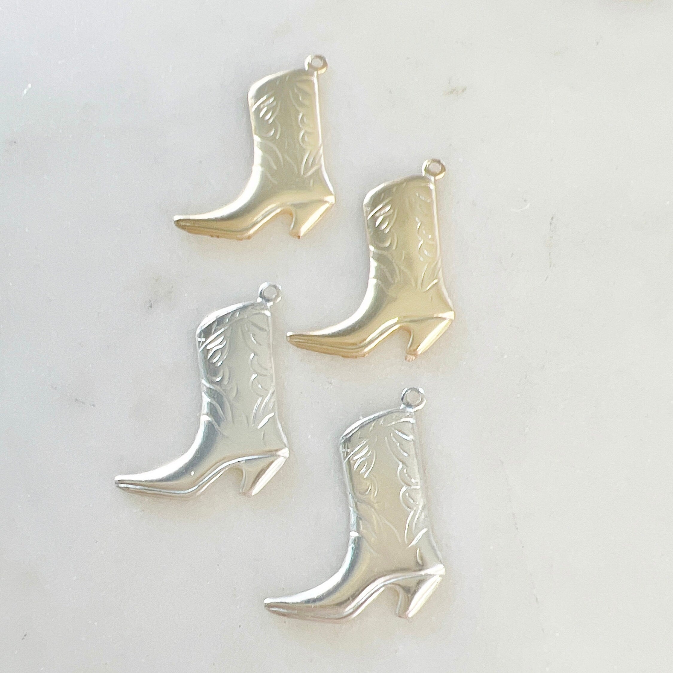 Sterling Silver or 14K Gold Filled Small Cowboy Boot Charm 14Kt (2pc)