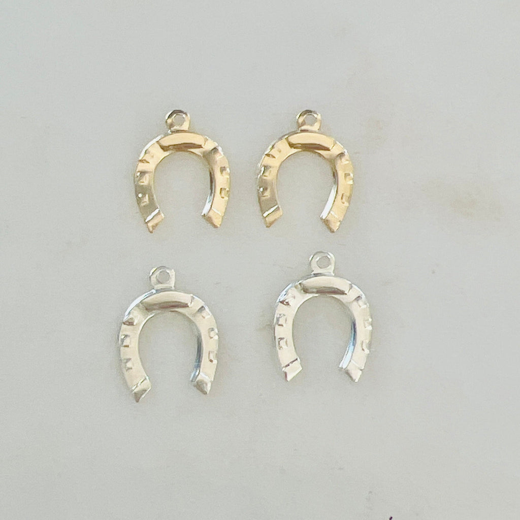 Sterling Silver or 14K Gold Filled Horseshoe Charm 14Kt or Small (2pc)