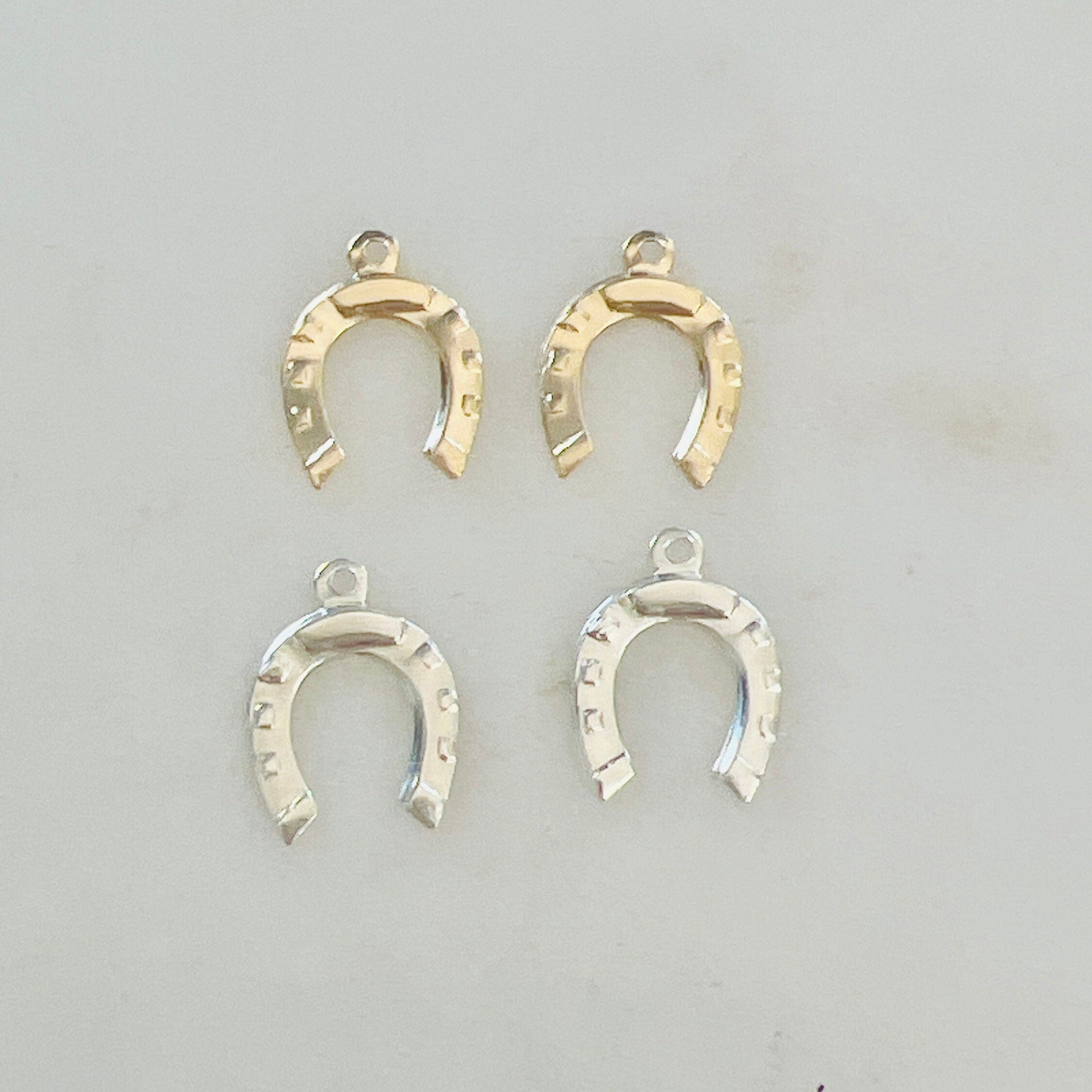 Sterling Silver or 14K Gold Filled Horseshoe Charm 14Kt or Small (2pc)