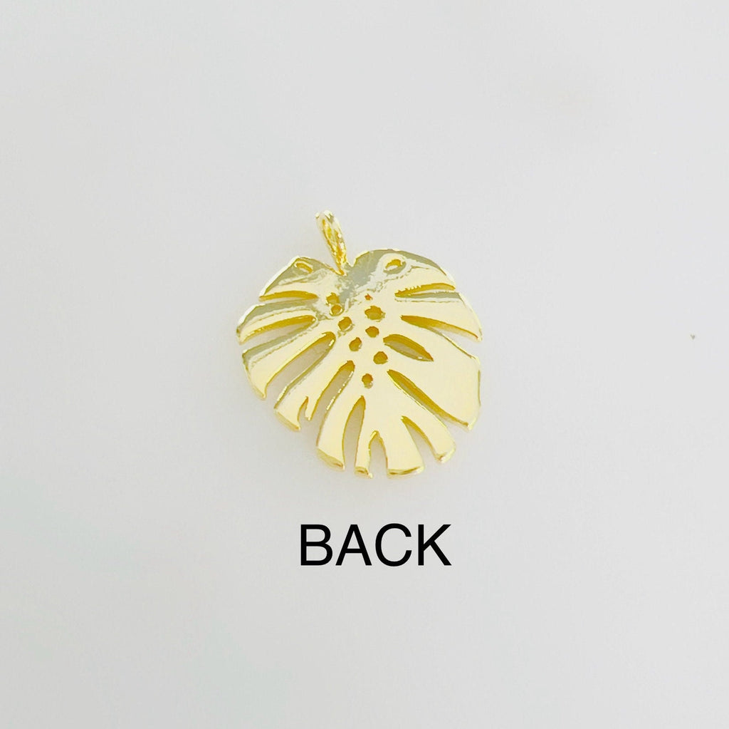 Gold Plated or Brass Tropical Monstera Leaf Plant Charm Sliding Leaf 20mm X
