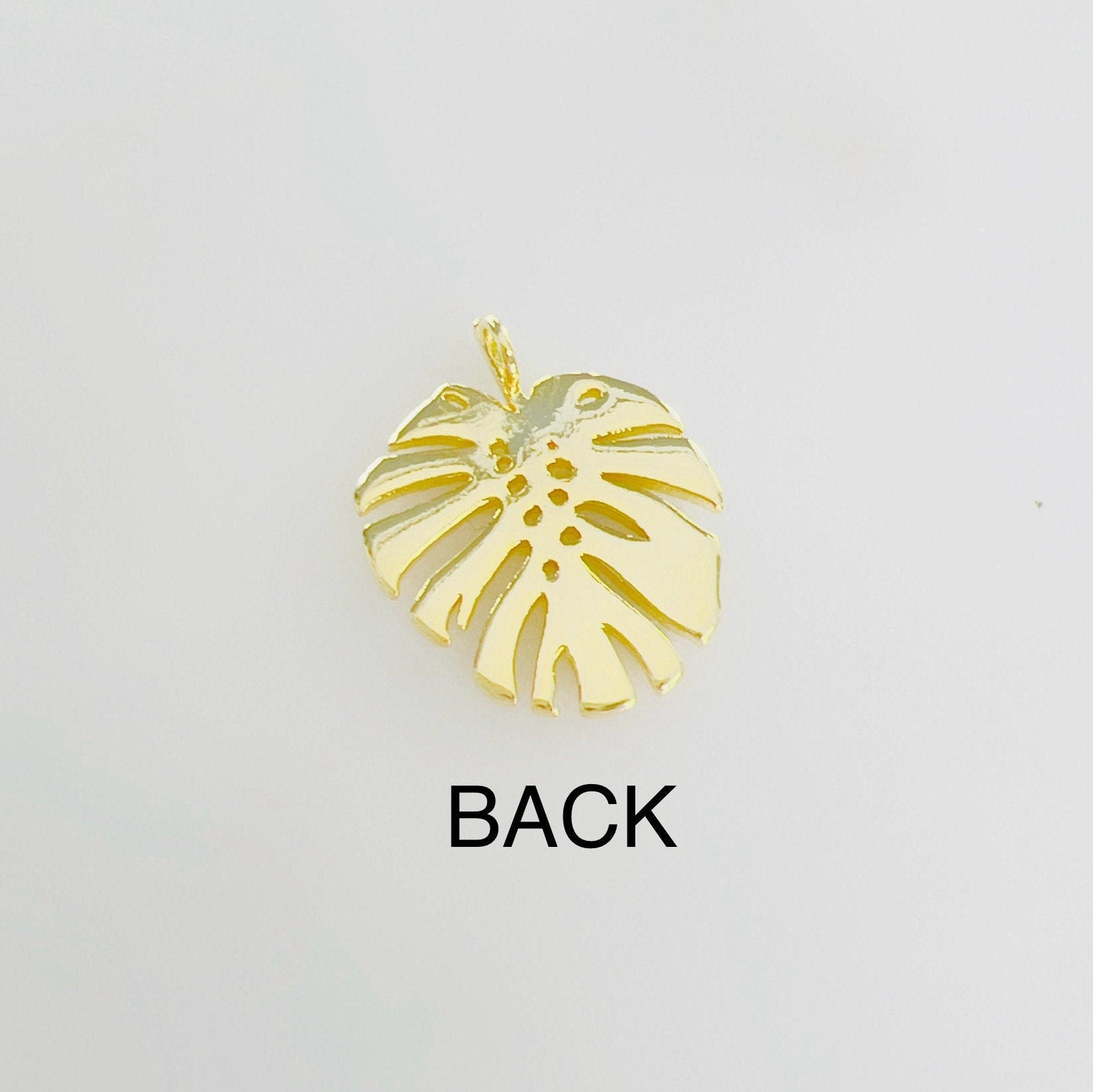 Gold Plated or Brass Tropical Monstera Leaf Plant Charm Sliding Leaf 20mm X