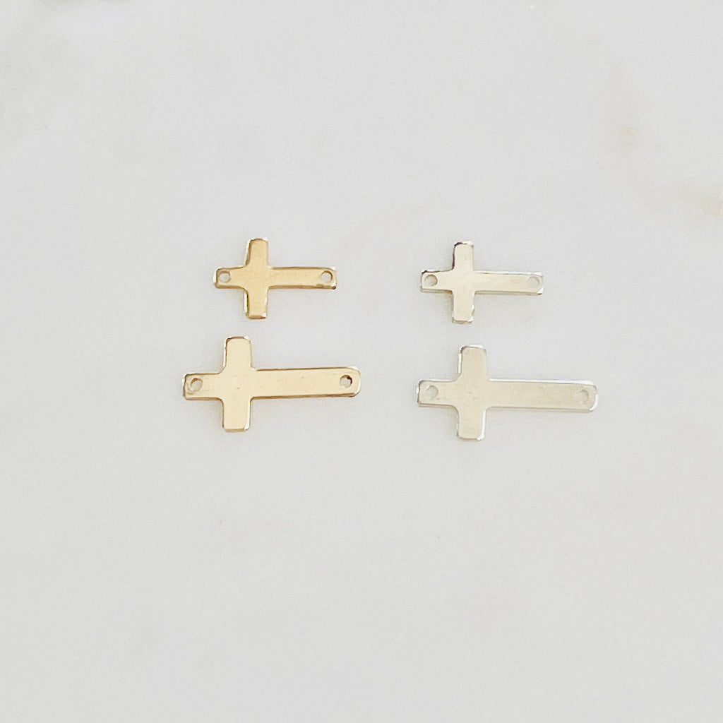 Sterling Silver or 14K Gold Filled Minimal Modern 2 Hole Sideways Horizontal