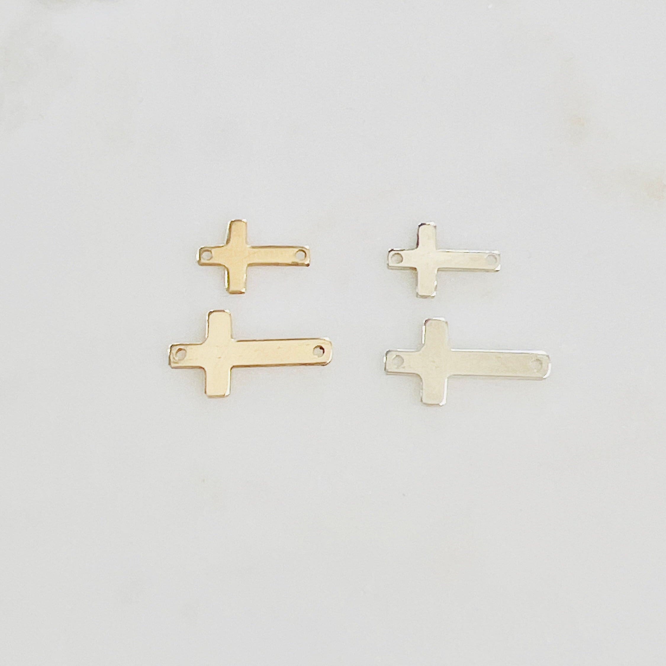 Sterling Silver or 14K Gold Filled Minimal Modern 2 Hole Sideways Horizontal