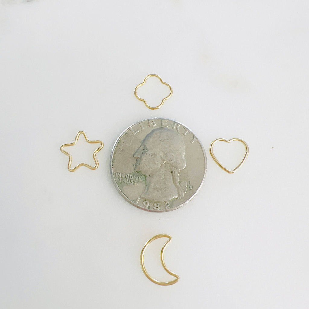 Sterling Silver or 14K Gold Filled Smooth Star Heart Moon Clover (2pc)