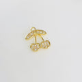 Gold Plated Cubic Zirconia CZ Pave Cherries Cherry Charm Juicy