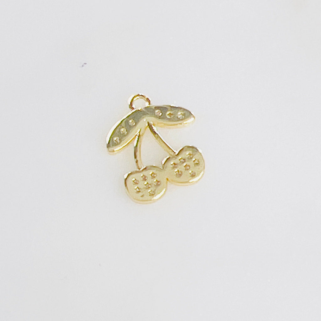 Gold Plated Cubic Zirconia CZ Pave Cherries Cherry Charm Juicy