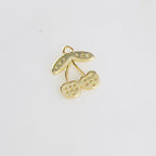 Gold Plated Cubic Zirconia CZ Pave Cherries Cherry Charm Juicy