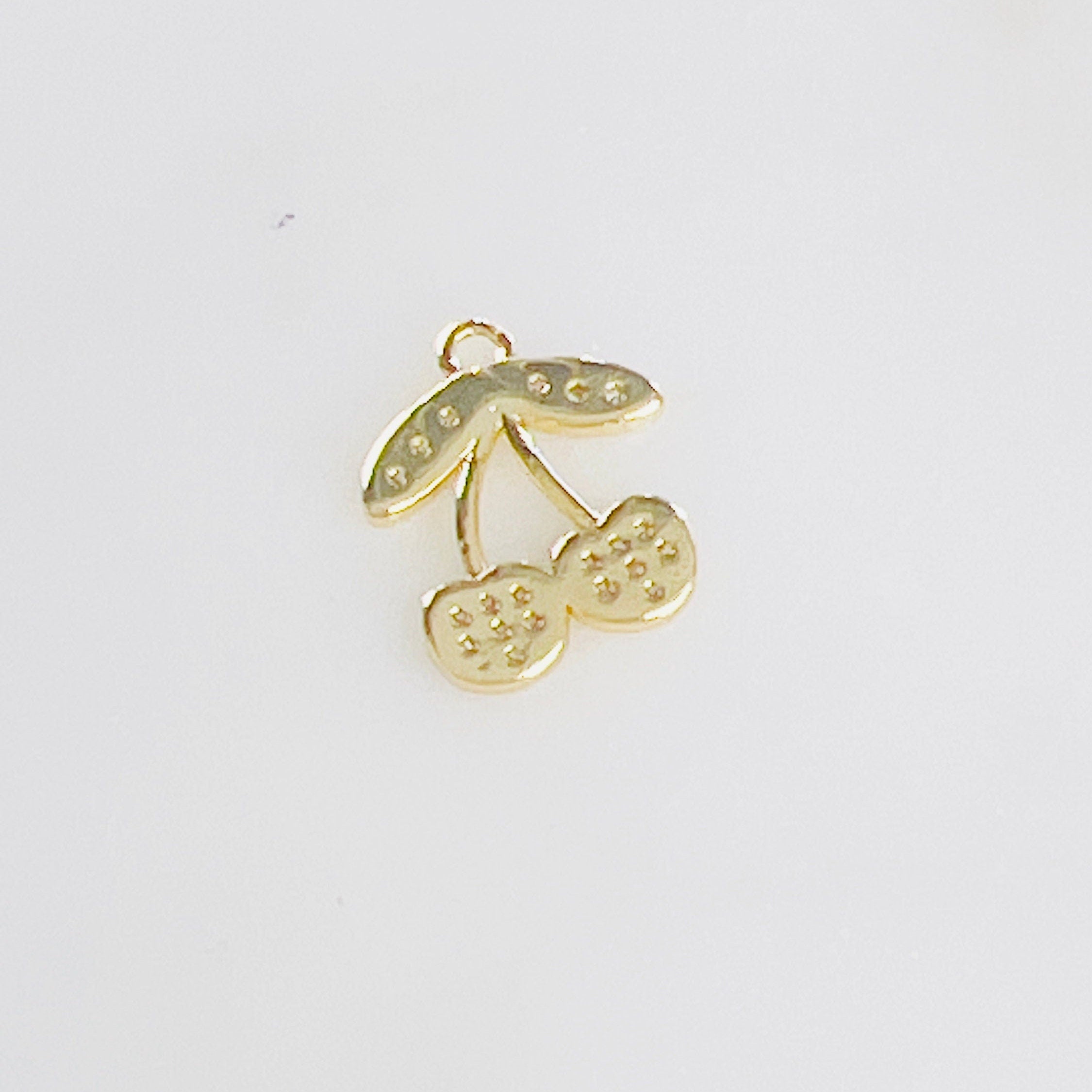Gold Plated Cubic Zirconia CZ Pave Cherries Cherry Charm Juicy