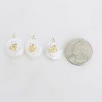 Gold Plated Freshwater Blue Cubic Zirconia Center Ohm Om Pearl