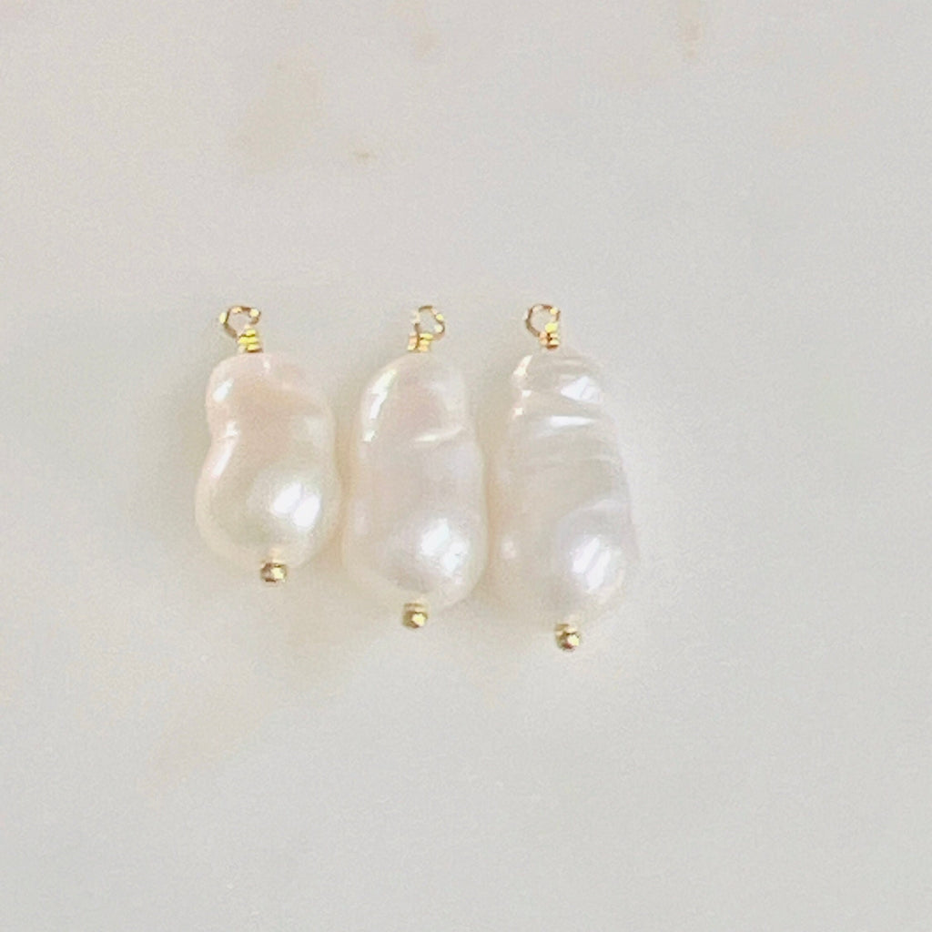 Gold Plated Wire Wrapped Freshwater Pearl Teardrop Potato Shape