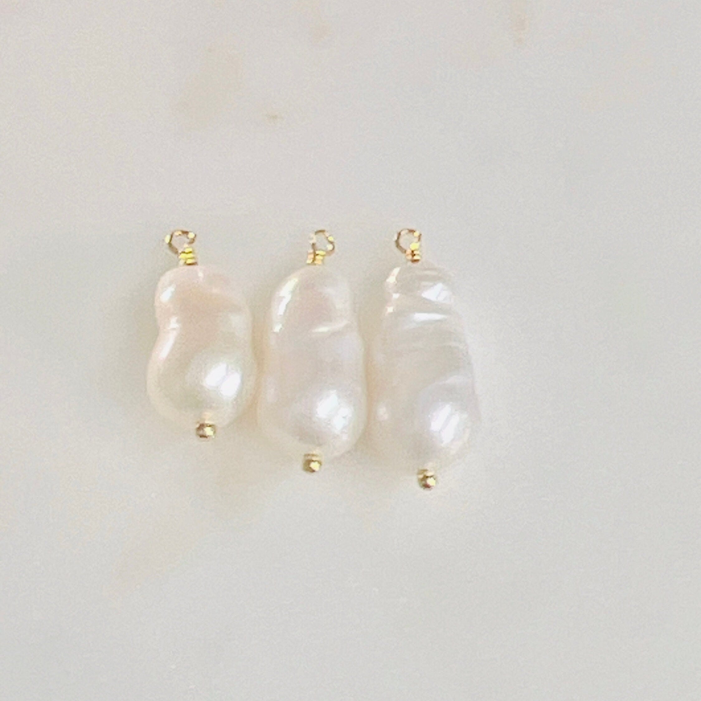 Gold Plated Wire Wrapped Freshwater Pearl Teardrop Potato Shape